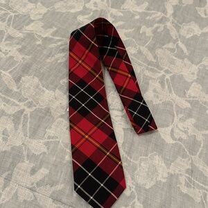 Place Boys Tie, size 8-16, red, black, yellow plaid.